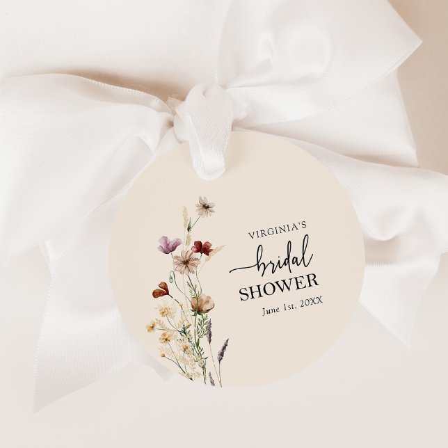 Boho Bröllopsdusch Presentkortsetiketter Gåvor Etiketter (Boho Wildflower Bridal Shower Favor Tags
)