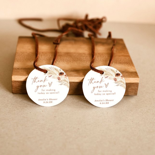 Boho Bröllopsdusch Tack Gåvokort Pampasgräs Gåvor Etiketter (Skapare uppladdad)