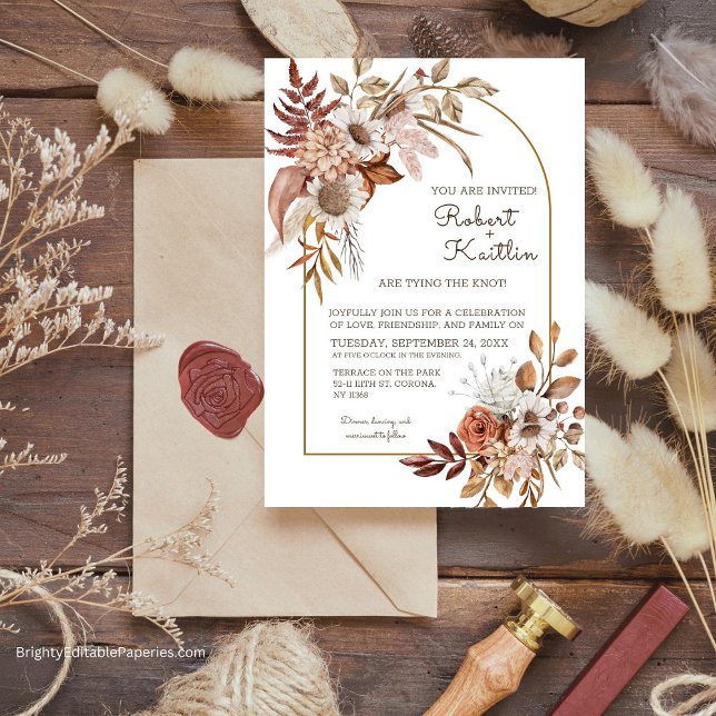 Boho bröllopsinbjudan mall  (Rustic Charm  Boho Wedding Invites)