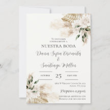 Boho bröllopsinbjudan på spanska