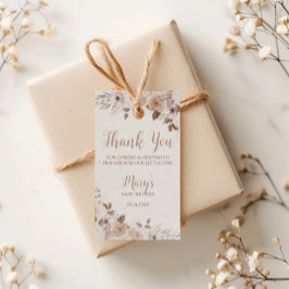 Boho Brown Beige Blommigt Baby Shower Presentetikett