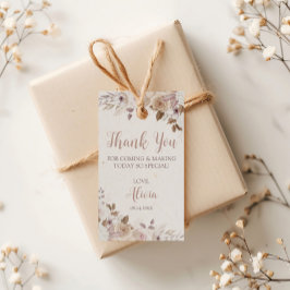 Boho Brown Beige Blommigt Birthday Presentetikett