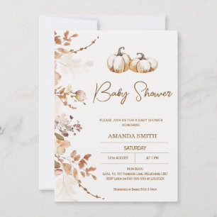Boho Brown Beige Pumpkin Baby Shower Inbjudningar