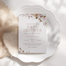 Boho Brown Blommigt Baby Shower