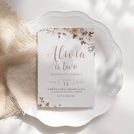 Boho Brown Blommigt Birthday Inbjudningar