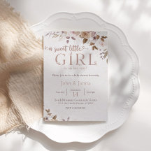 Boho Brown Blommigt Girl Baby Shower