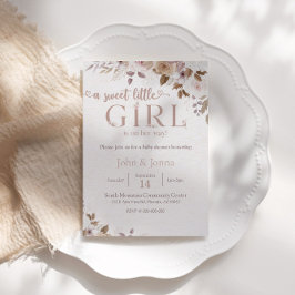 Boho Brown Blommigt Girl Baby Shower Inbjudningar