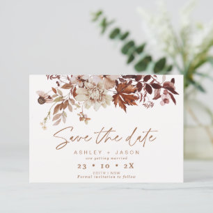 Boho Brown Blommigt som faller under bröllopet Spa Inbjudningar