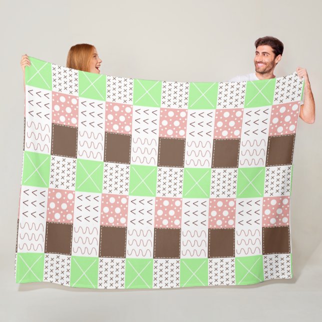 Boho Brown, Burgundy, Grönt och Mauve Whimsical Fleecefilt (På plats)