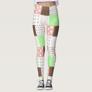 Boho Brown, Burgundy, Grönt och Mauve Whimsical Leggings