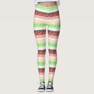 Boho Brown, Burgundy, Grönt och Mauve Whimsical Leggings