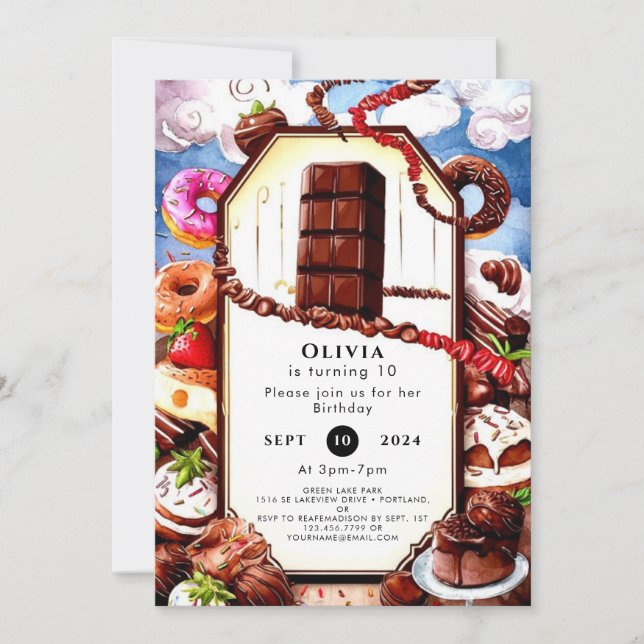 Boho Brown Chocolate Birthday Inbjudningar (Framsida)