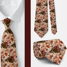 Boho Brown Guld Blommigt Watercolor Flowers Bröllo Slips