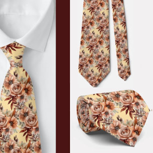 Boho Brown Guld Blommigt Watercolor Flowers Bröllo Slips