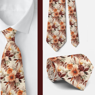 Boho Brown Guld Blommigt Watercolor Flowers Bröllo Slips