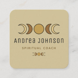 Boho Brown Måne Phases Lunar Andlig Coach Beige Fyrkantigt Visitkort