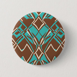 Boho Brown och Turquise Geometric Shapes Mönster Knapp