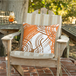 Boho Brown, Orange Abstract Design Kudde