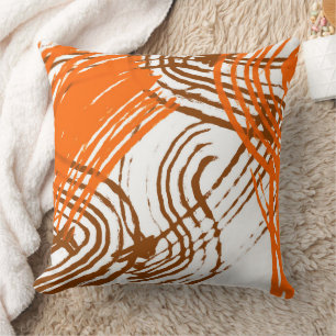 Boho Brown, Orange Abstract Design Kudde