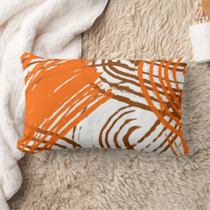 Boho Brown, Orange Abstract Design Lumbarkudde