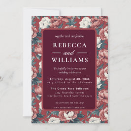 Boho Brown Peonies Spring Wedding Invitation Inbjudningar