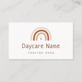 Boho Brown Rainbow Måne Stars Childcare Daycare Visitkort