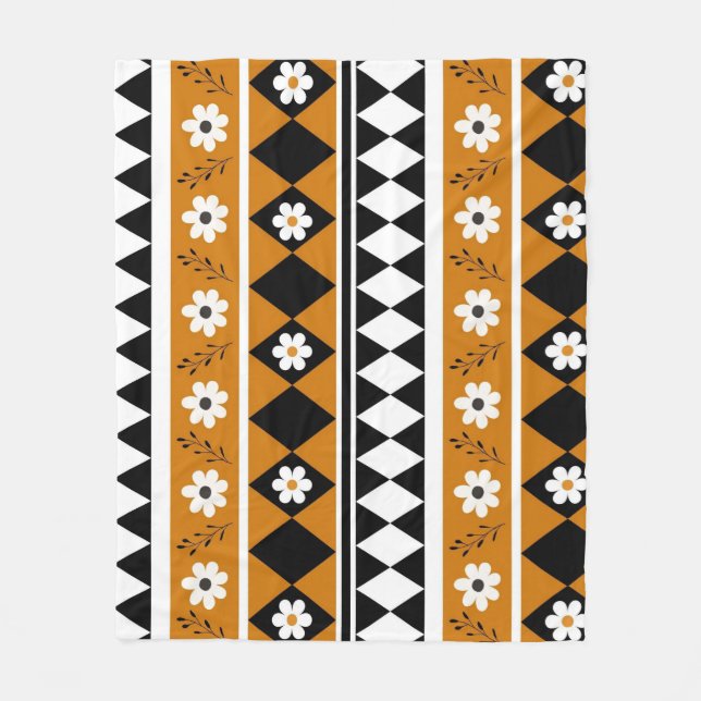 Boho Brown Tropical Blommigt Botanical Vår Summer Fleecefilt (Framsidan)