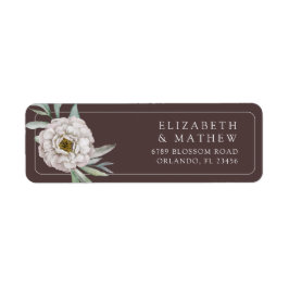 Boho Brown & White Floral Wedding Label Returadress Etikett