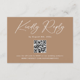 Boho Brun Beige Bröllop RSVP QR-kod Tilläggskort