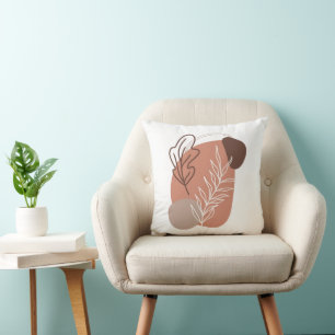 Boho Brun Beige Neutral Färger Abstrakt Kudde