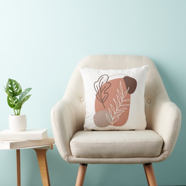 Boho Brun Beige Neutral Färger Abstrakt Kudde (Stol)