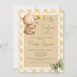 Boho Brun Björn Solros Baby Shower Inbjudan
