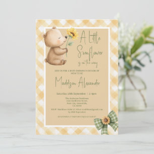 Boho Brun Björn Solros Baby Shower Inbjudningar