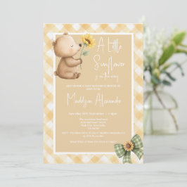 Boho Brun Björn Solros Baby Shower Inbjudningar