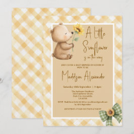 Boho Brun Björn Solros Baby Shower Inbjudningar