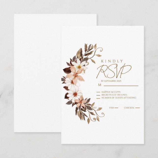 Boho Brun Blommig  OSA Kort (Fram/baksida)