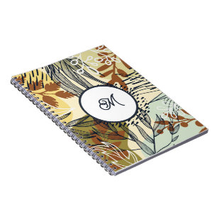 Boho Brun Grön Guld Blad Anteckningsbok