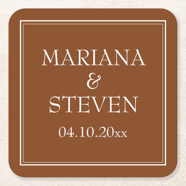 Boho Brun Modern Kant Minimalistisk Underlägg Papper Kvadrat (Framsidan)