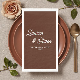 Boho Brun Skript Minimalist Bröllop Pappersservett