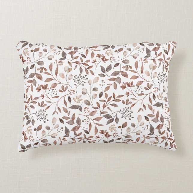 Boho Brun Terrakotta Botaniska Blad Prydnadskudde (Framsidan)