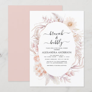 Boho Brunch & Bubly Möhippa Dusty Rosa Invi Inbjudningar
