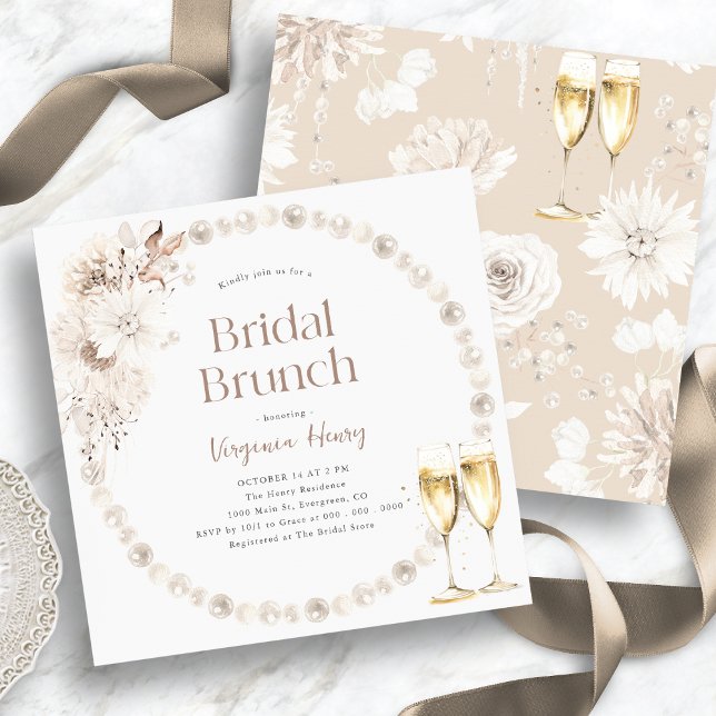 Boho Brunch Inbjudningskort för möhippa (Boho Brunch Bridal Shower Invitations
)