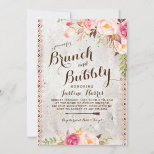 Boho Brunch och bubblan Inbjudningskort för möhipp