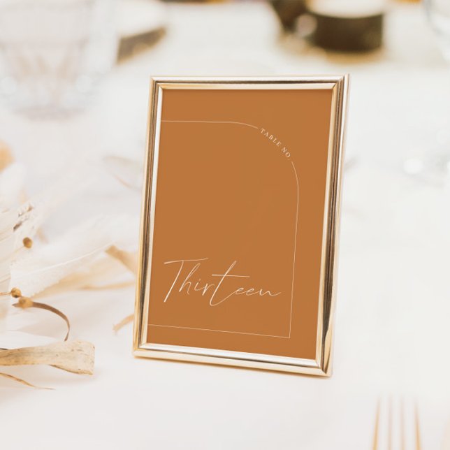 Boho Brunt Orange Arch Bord Tretton Bordsnummer (Boho Brunt Orange Arch Table Thirteen Table Number)