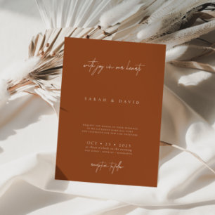 Boho Brunt Orange Elegant bröllop-inbjudan Inbjudningar