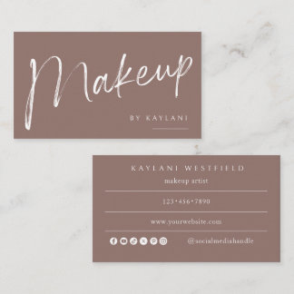 Boho Brushed Makeup Business Card Beauty Artist Visitkort