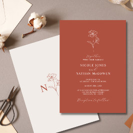 Boho Budget Terracotta Rust Flower Bröllop | DIG Inbjudningar