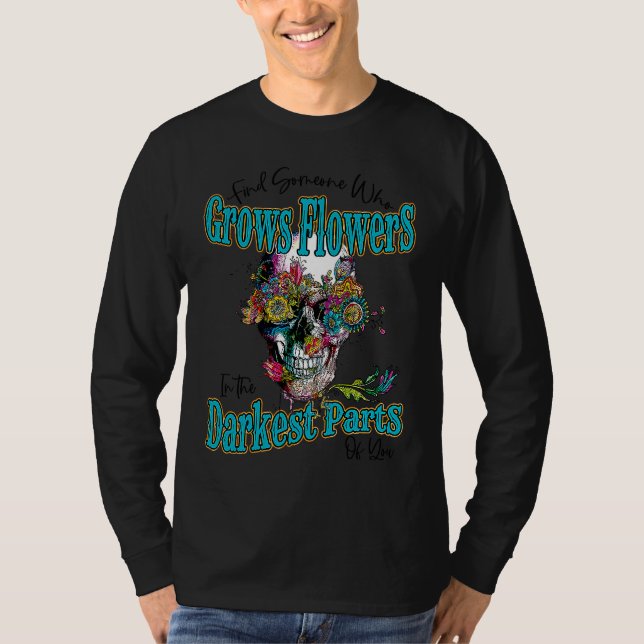 Boho Bull Skull Find Someone Who Grow Flower Weste T Shirt (Framsida)