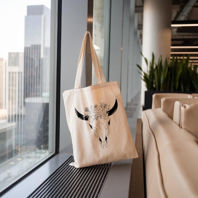 Boho Bull Skull Wildblomma Jumbo Tygkasse (Skapare uppladdad)