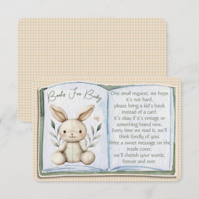 Boho Bunny-böcker för baby shower inklusionskort Tilläggskort (Fram/baksida)